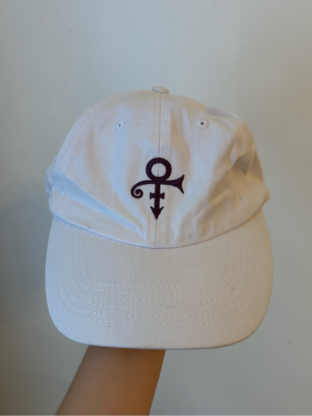 Prince White Baseball Cap with Purple Embroidered Symbol